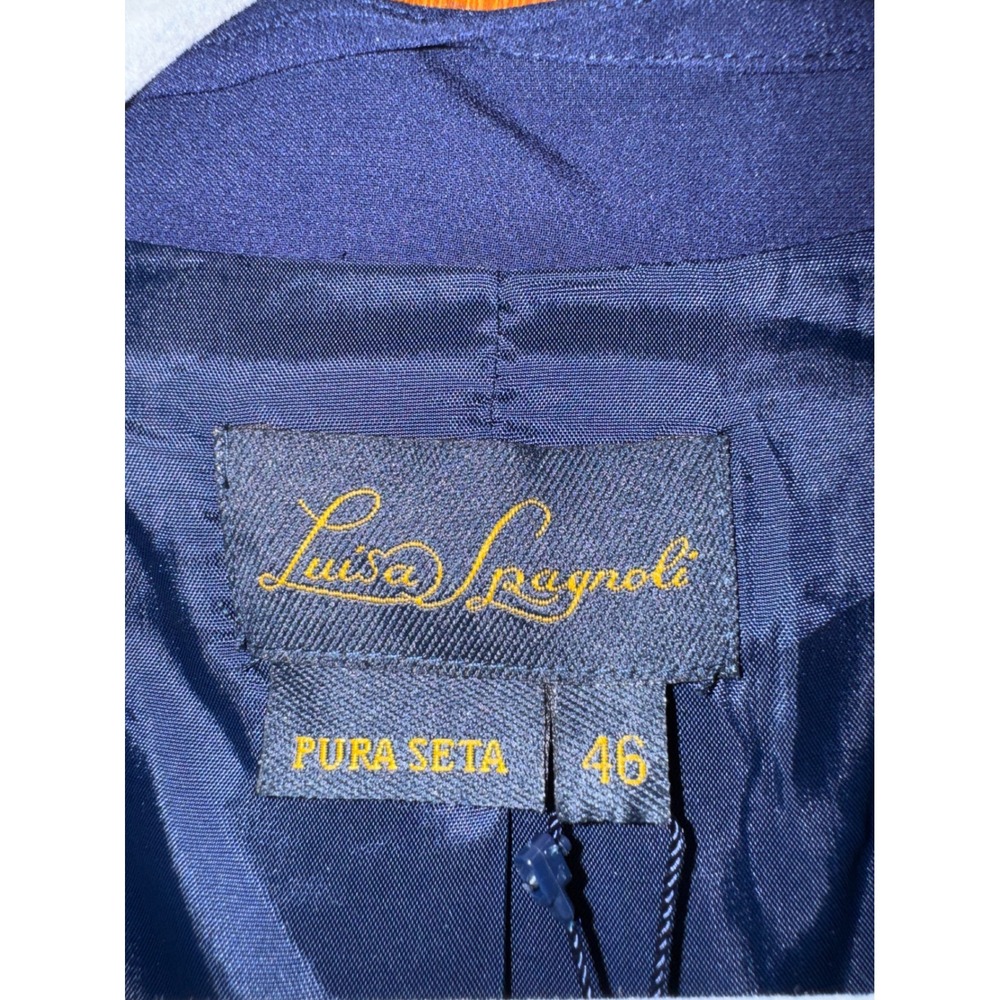 Luisa Spagnoli Blue 100% Silk Cropped Bolero Jacket 46 NWT - Picture 4 of 6